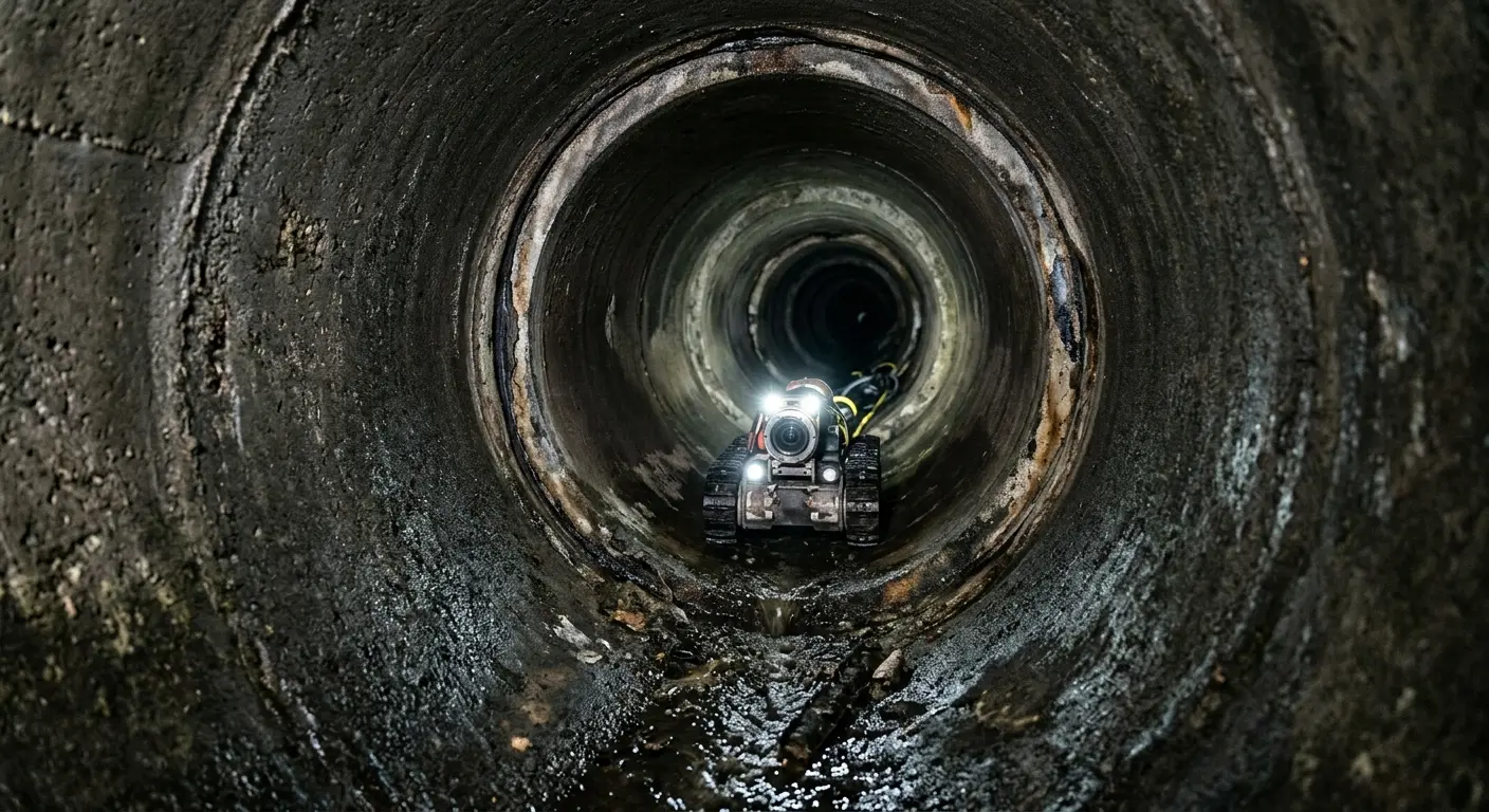 Robotic sewer camera inspecting pipe interior for Sewer Line Cleaning in SeaTac